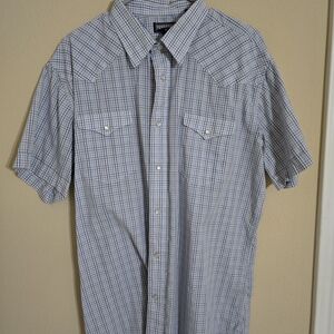 Men's Blue Checkered Button-Down Shirt